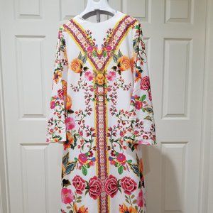 Annah Hariri White Floral Kaftan Dress - size L
